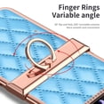 thumbnail image 6 of MonsDirect for 6.7 inch Samsung Galaxy Z Flip 4 5G 2022 Case, Hinge Protection Plating Frame Hard PC Shell Diamond PU Leather Cover Shockproof with Finger Ring Stand Holder for Galaxy Z Flip 4, Blue, 6 of 7