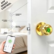 Upgrade Luxe Gold Biometric Door Knob Smart Lock Fingerprint & Key & App Control