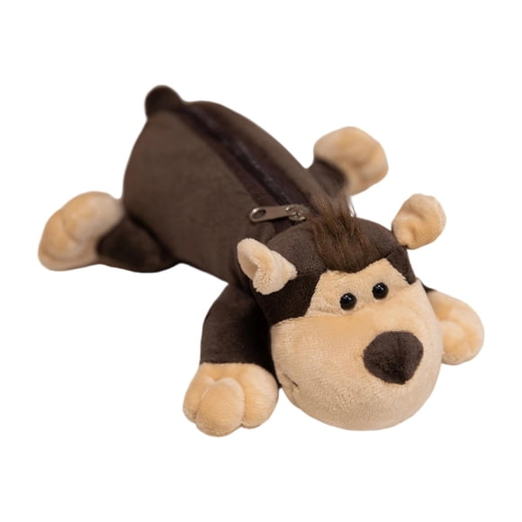 Estuche de peluche para lápices, bolsa portátil para útiles escolares, organizador de papelería, estuche de papelería de animales con cremallera para Mono