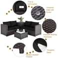 thumbnail image 2 of Gymax Ensemble de 4 Meubles de Patio en Rotin Ensemble Causeuse Rembourrée Table de Rangement Extérieur Noir, 2 of 6