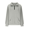 thumbnail image 5 of Fall Saving! HVOBTTY Women's Long Sleeved T Shirt, Fall and Winter Tops for Women, Women's Solid Color Long Sleeve Stand Collar Half Zipper Loose Lightweight Sport Top Gray, Gray, 5 of 5