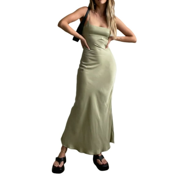 nvzhuang Women Dress, Sleeveless Adjustable Sling Straps Ankle Length One-Piece Gown