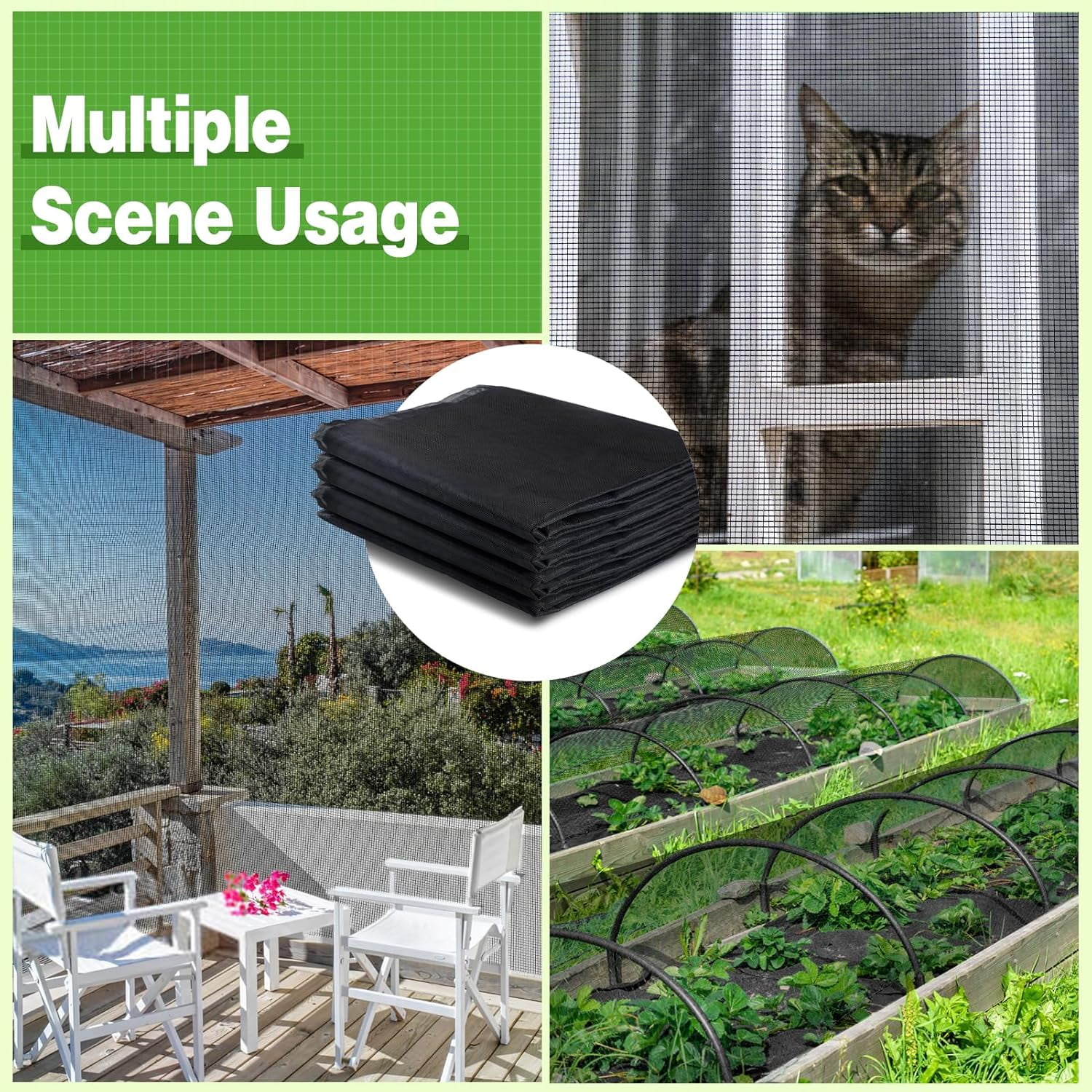 Stronger Garden Mesh Netting - 10 x 33 ft PP Nanocomposite Bird Net Barrier, Mosquito Netting Screen for Outdoor Plants Vegetables Patios Balconies Terraces, Shading Rate 33% (Black)