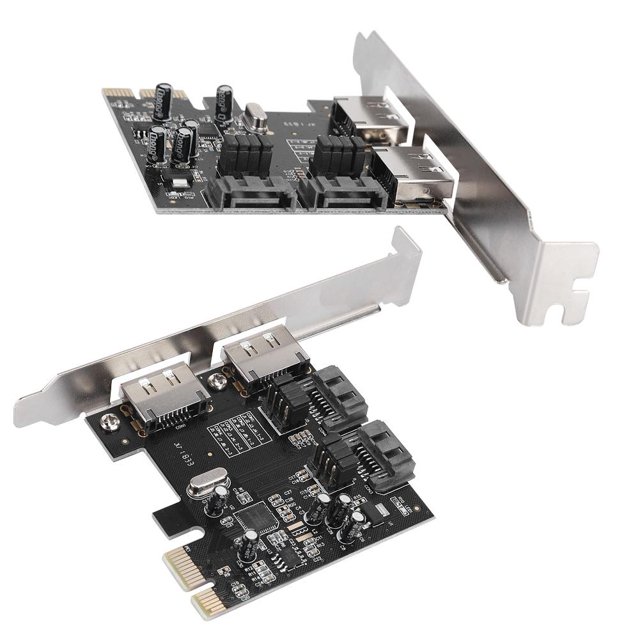 Tarjeta de expansión PCE a SATA3.0, PCI a Tarjeta Vertical Sata/ESATA 3.0 de 4 Puertos, PCI ASM1061 SATA 3.0 a Esata/Sata, Estable y confiable Spptty No