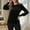 Black, variant on Velvet Tops for Women, Solid Color Pullover Round Neck Puff Sleeve Longline Elegant Shirt, Daily Fashion Soft Cozy Top Casual Dressy Blouse