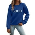 thumbnail image 1 of Bmisegm T-Shirts Graphiques à Manches Longues Décontractés pour Femmes, Chandails à Col Rond, Hauts à Enfiler pour Femmes, Chandails Décontractés pour Femmes, Bleu m, 1 of 6