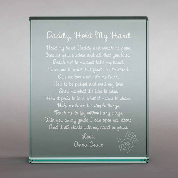 Personalized Daddy Hold My Hand 4" x 5" Glass Keepsake