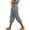 Gray, variant on Horkkom Capris for Women with Pockets Solid Color Elastic Waist Pants Casual Loose Comfy Capri Pants L