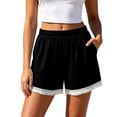 thumbnail image 2 of Lmueinov Womens Boho Shorts with Pockets 100% Cotton Elastic Waist Lace Tassel Trim Loose Fit 2026 Trendy Comfy Summer Beach Vacation Wear, 2 of 5