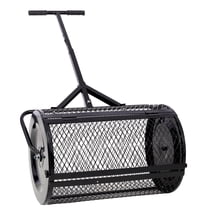 Peat Moss Spreader 24inch,Compost Spreader Metal Mesh,T shaped Handle for planting seeding,Lawn and Garden Care Manure Spreaders Roller,heavy duty balck