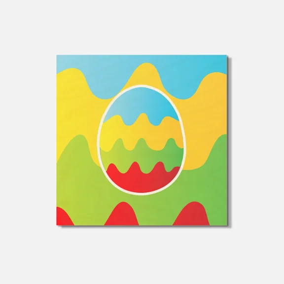 Color Wave Easter Egg 4'' X 4'' Square Wooden Coaster