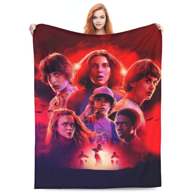 Rustic Stranger American horror Things Throw Blanket, Flannel Christmas Blankets And Throws For Couch, Large Air Conditioning Blanket 80"X60"