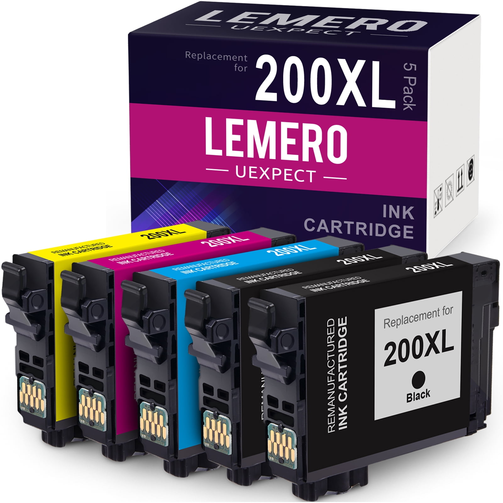 Drastisk konservativ oase 200XL Ink Cartridge for Epson 200 XL Ink for Expression XP-200 XP-300 XP-310  XP-400 XP-410 Workforce WF-2520 WF-2530 Printer(2 Black, 1 Cyan, 1 Magenta,  1 Yellow, 5 Pack) - Walmart.com