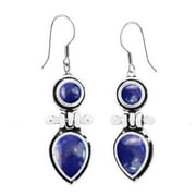 FashionQ Retail 4.02 Ctw .925 Sterling Silver Blue Color Turquoise Dangling Earrings