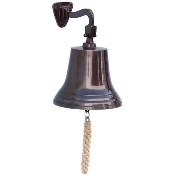Hampton Nautical 3xglass-101 Antiqued Copper Hanging Ships Bell 11" Nautical Home Decoration, 11 inch