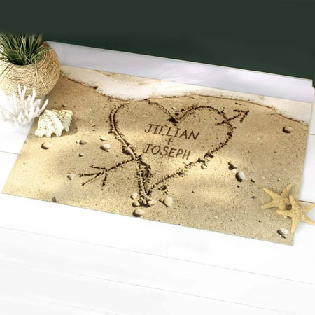 Personalized Heart in Sand Doormat, Multiple Sizes