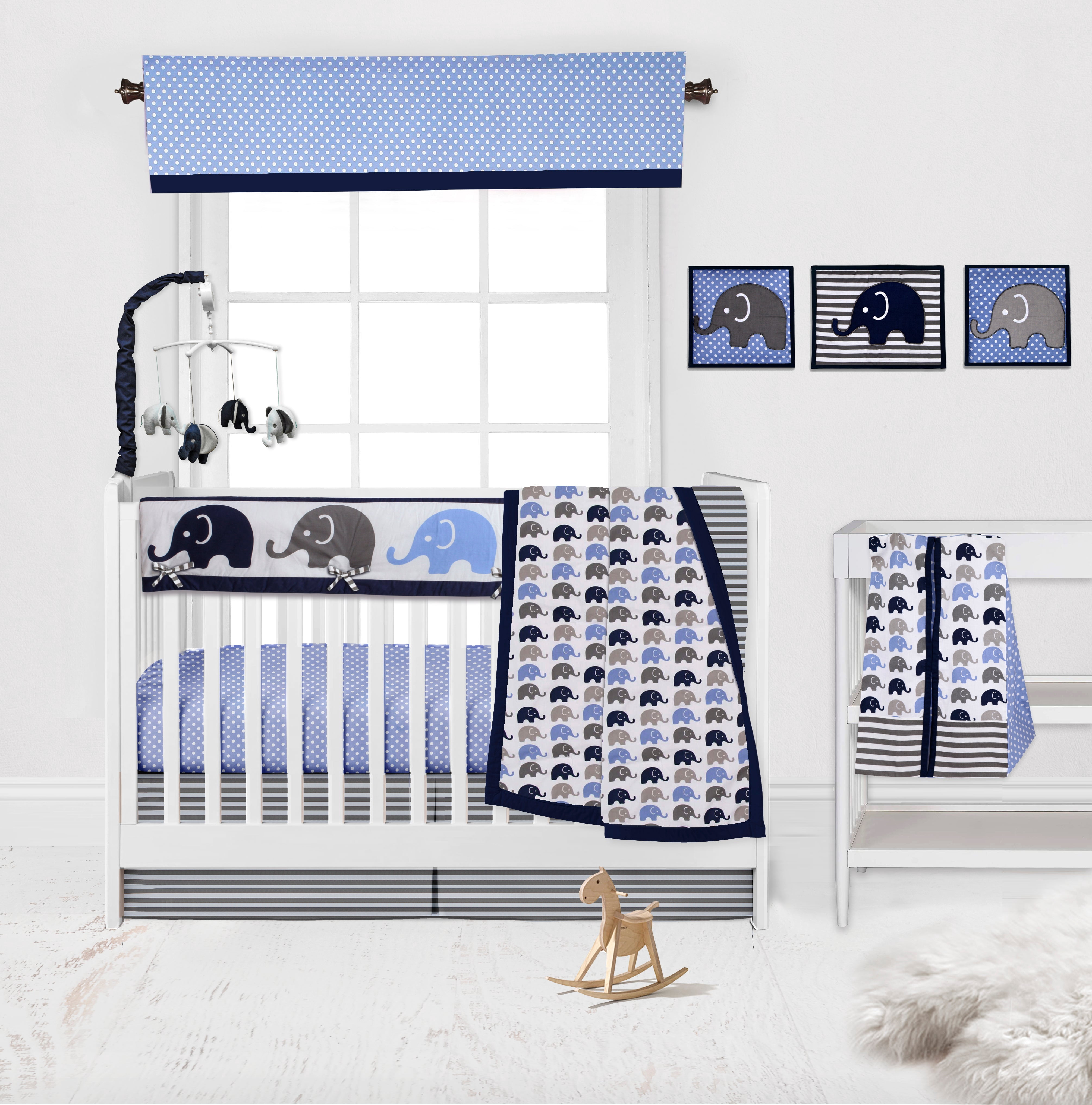 Bacati - Bacati - Elephants Blue/GreyElephants Blue/Grey Musical Baby Crib Mobile