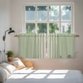 thumbnail image 4 of Sage Green Beige Striped Tier Curtains, Modern Farmhouse Retro Lines Light Filtering Kitchen Curtains, 2Pcs Rod Pocket Half Window Treatments Panels for Sink Cafe Cabinet Camper 27.5x36 Inches, 4 of 9
