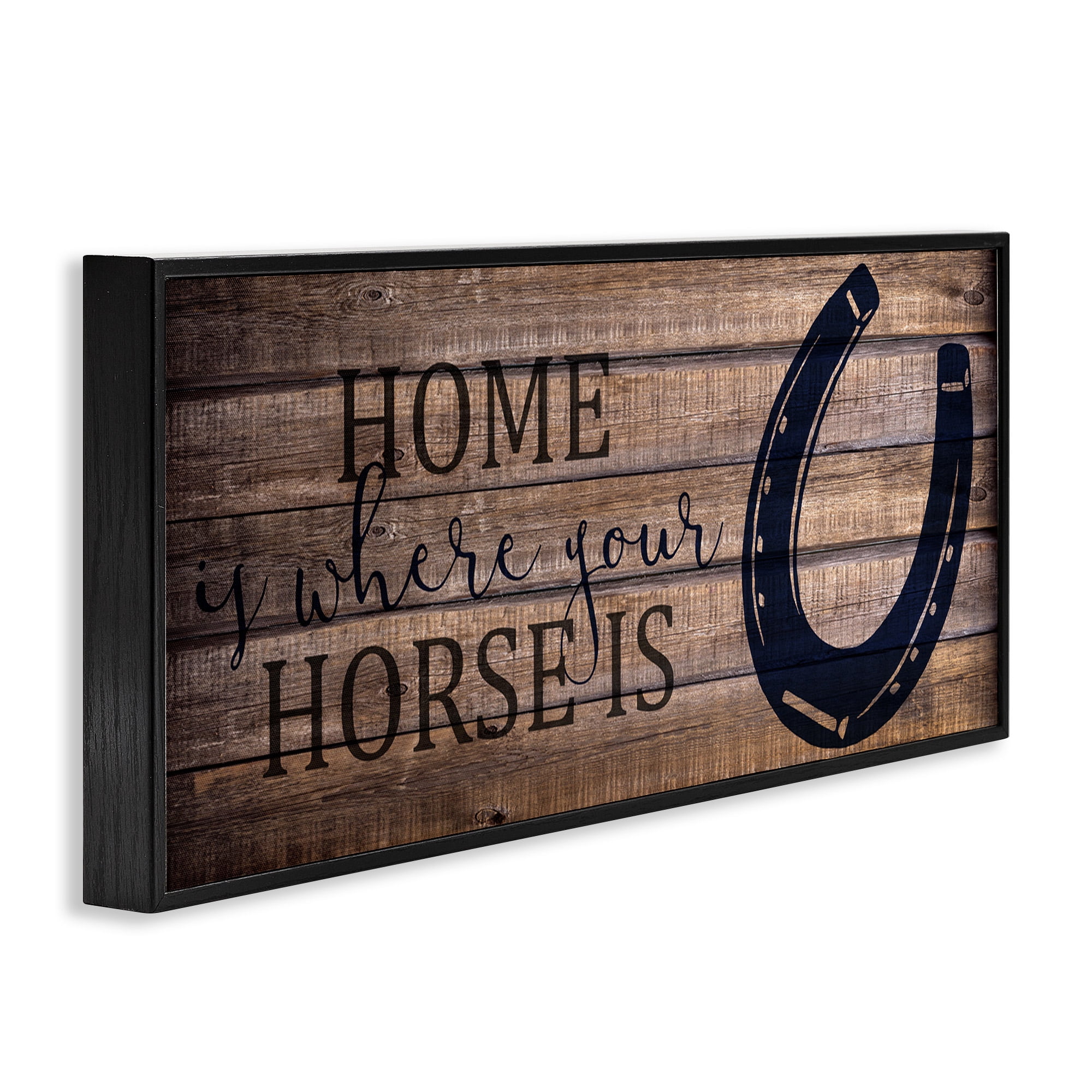 Stupell Industries Western Home Where Horse Is Typography Painting Black Framed Art Print Wall Art, 24 x 10