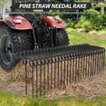 thumbnail image 4 of Luku 60" Pine Straw Needle Rake,Durable Powder Coated 3 Point Straw Rake,Steel Spring Landscape Fit for Cat0,Cat1,Cat3 Tractors,Black, 4 of 7
