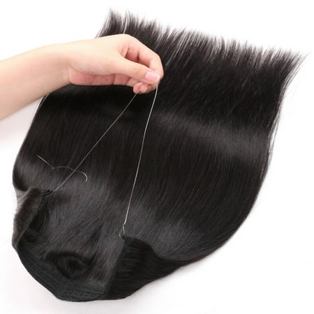 Bhf Hair Remy Human Hair Invisible Wire Halo Hair Extensions Flip In Hair Extension Natural Black 18 100g