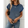 thumbnail image 3 of jinghuiyue Women’s Sweater Vest Striped Crewneck Knit Tank Top Casual Cap Sleeve Summer Pullover Sweaters XL, 3 of 7