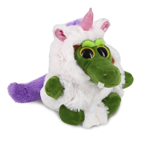 DolliBu Big Eye Alligator Unicorn Plush Stuffed Animal Toy - Super Soft Alligatorcorn Dress Up with Removable Plush Unicorn Outfit, Cute Fantasy Wildlife Gift - 6 Inches