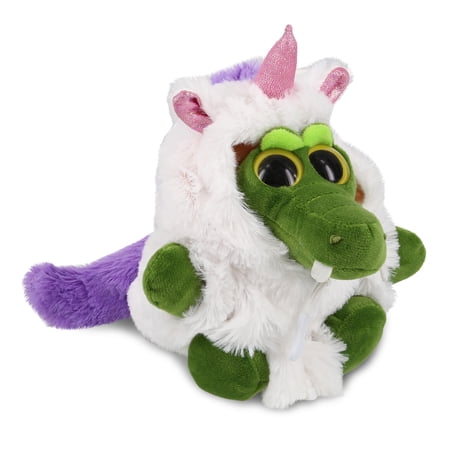 DolliBu Big Eye Alligator Unicorn Plush Stuffed Animal Toy - Super Soft Alligatorcorn Dress Up with Removable Plush Unicorn Outfit Cute Fantasy Wildlife Gift - 6 Inches