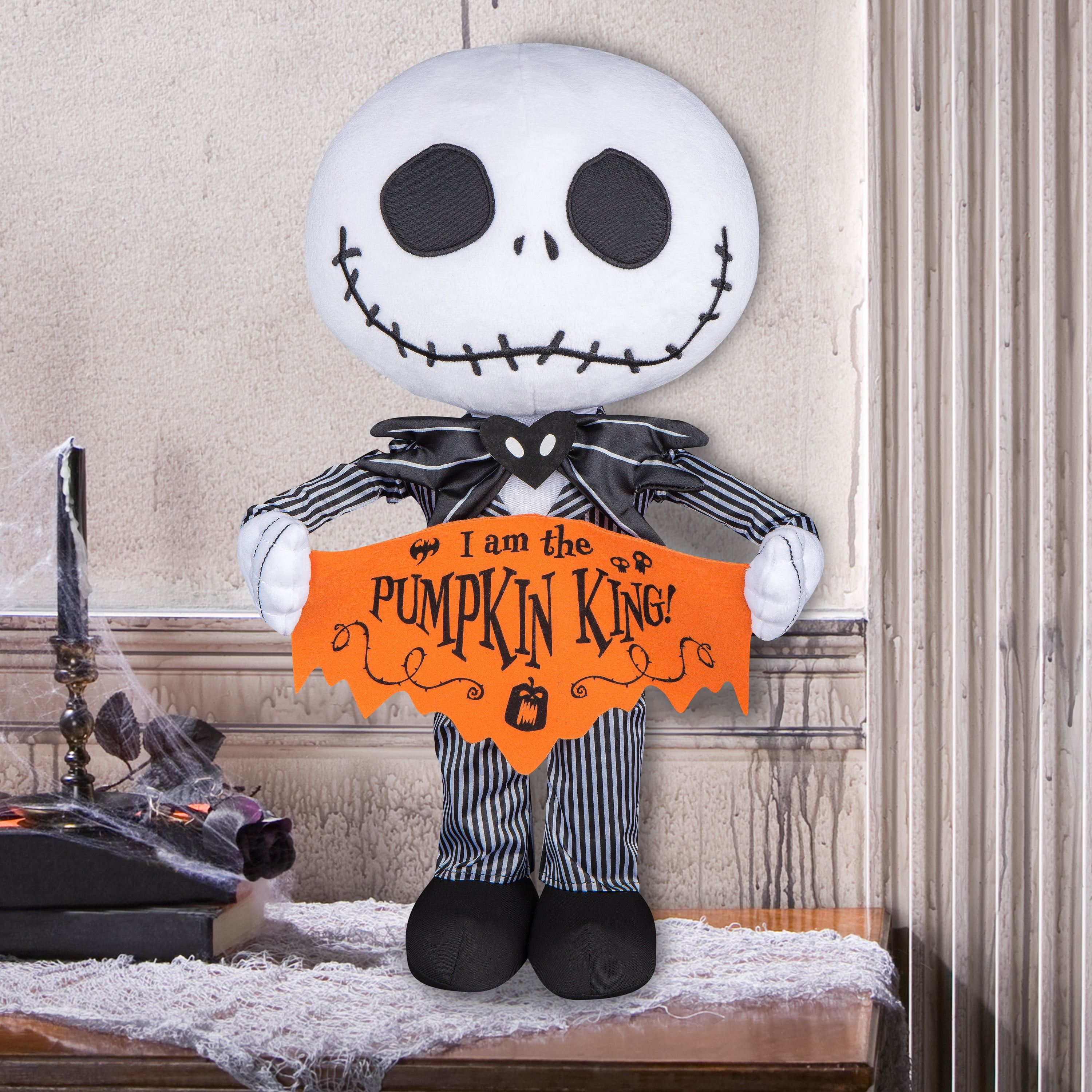 Halloween Greeter Big Head Jack w/ Pumpkin King Banner