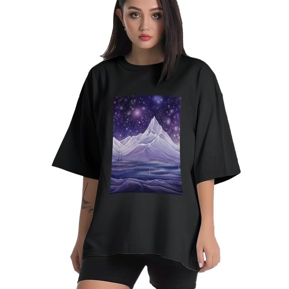 Plus Size Shirt for Women Black Tops for Women Short Sleeves Shirt for Women Mountain T Shirt Crewneck Shirt for Women XS