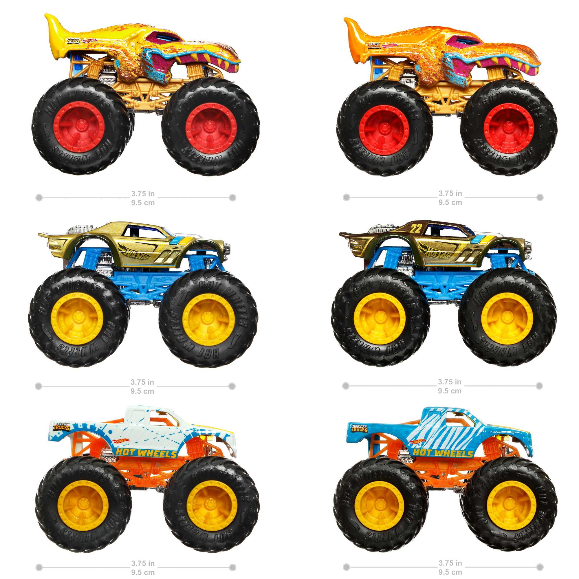 Hot Wheels Monster Trucks Set of 3 1:64 Scale Color Shifters Toy Trucks (Styles May Vary)
