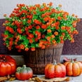 thumbnail image 5 of Viworld Artificial Flowers Outdoor Plastic Plants-12 Bundles Outside Face Mums Fake Greenery UV Resistant No Fade Faux Shrubs Home Garden Porch Patio Decoration Bundles Office Thanksgiving(RedOrange), 5 of 9