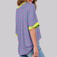 thumbnail image 4 of Tfken Summer Women Tshirts Crew Neck Half Sleeve Stripe Tops Trendy Daily Wear Female Soft Shirts Pink, 4 of 6