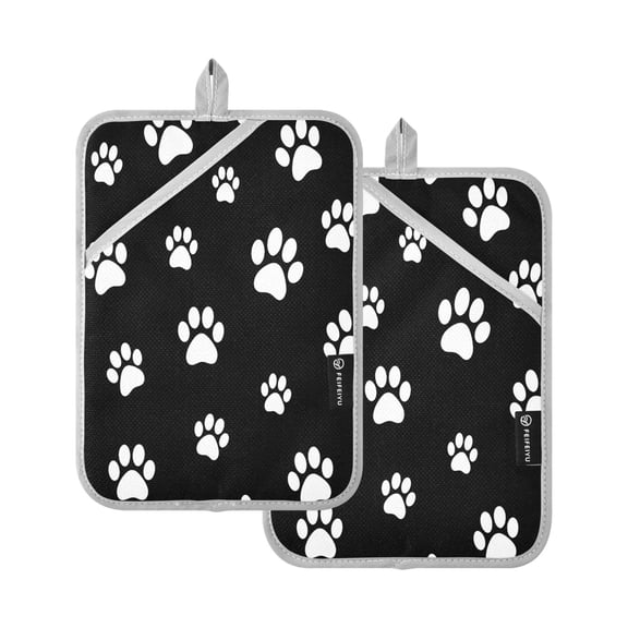 Two Pieces Of Square Heat Insulation Pad Oven Mitts Paw 7x9.8 Inch Oven Microwave Kitchen Cooking Baking