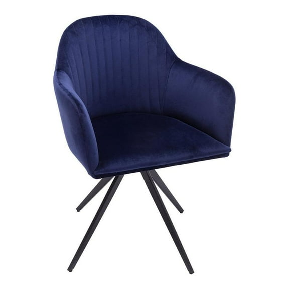 Pemberly Row Contemporary Velvet Swivel Arm Chair in Sapphire
