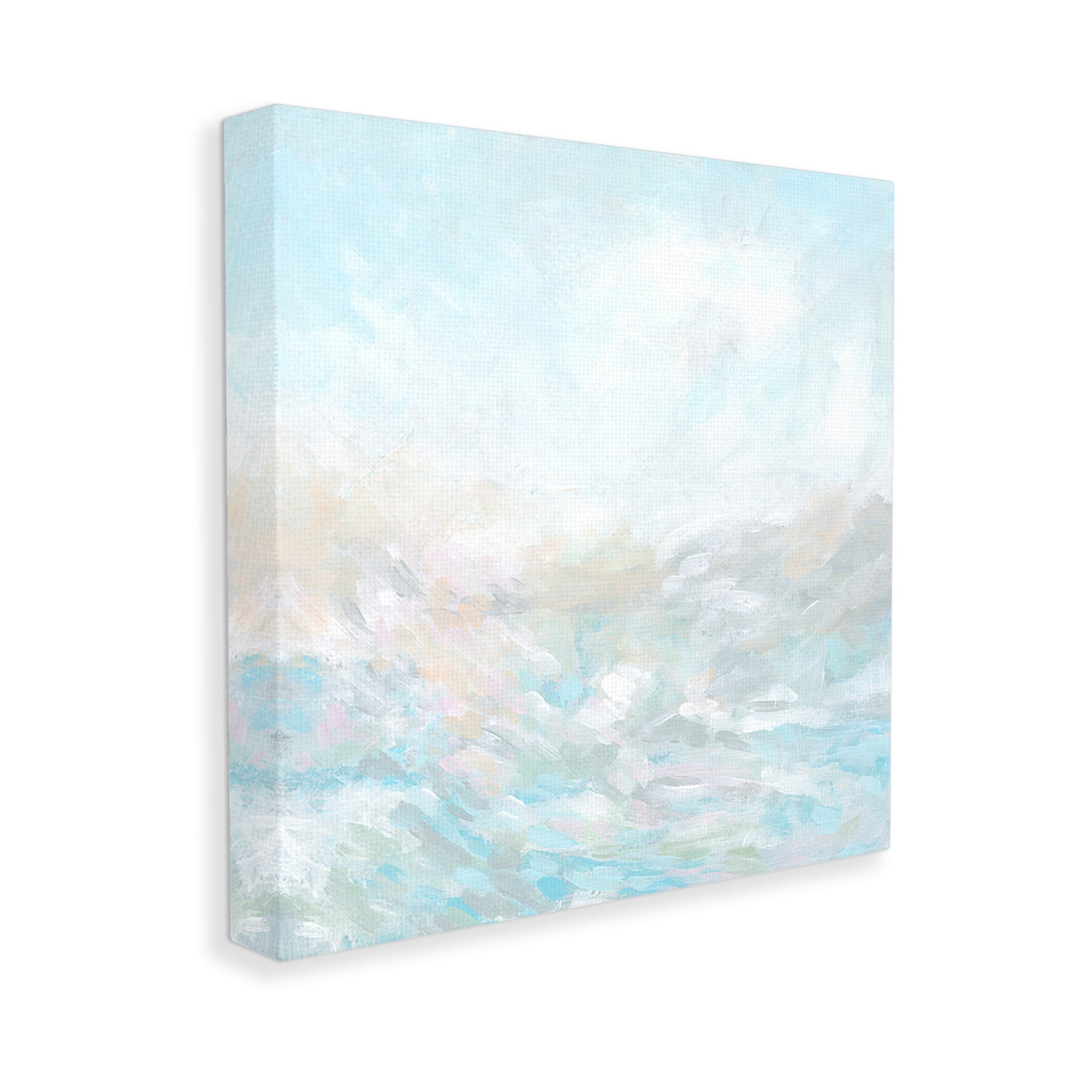 Stupell Industries Blue Abstract Waves Abstract Painting Gallery Wrapped Canvas Art Print Wall Art, 17 x 17