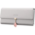 thumbnail image 1 of Cartera de cuero para mujer, monedero grande, porta chequera con colgante de hoja con cremallera, tarjetero, bolsillo para teléfono, 1 of 5