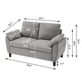 thumbnail image 6 of Pingliang Home 56.9" Loveseat with Storage Pockets, 2 Seat Couch Sofa with Removable Cushion and Armrest Pillows, Modern Linen Double-seater Sofa Couch for Living Room Bedroom Apartment Office Studio, 6 of 6