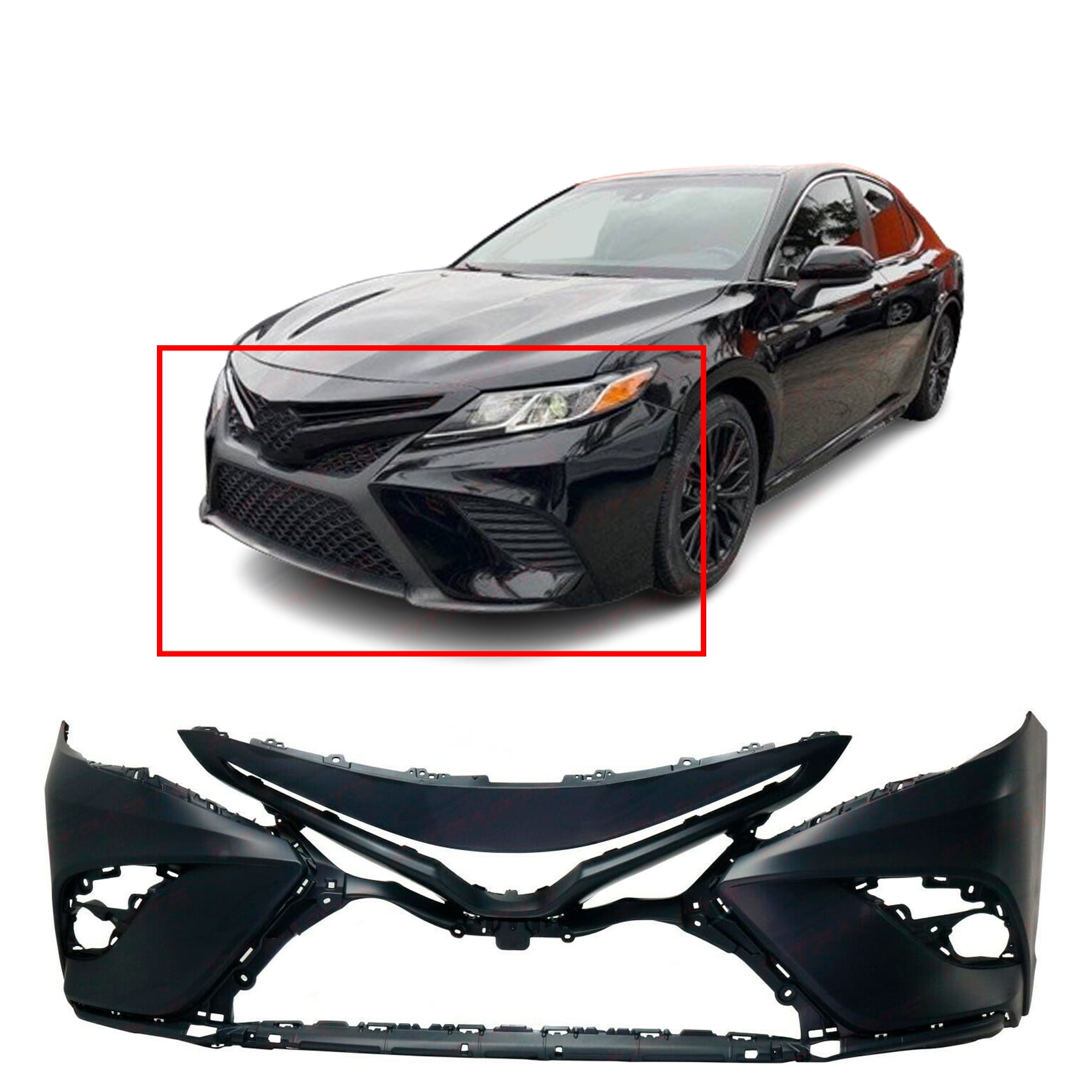 Primed Front Bumper Cover Fascia for Toyota Camry 2018 2019 2020 18-20 ...