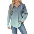 thumbnail image 4 of Womens Casual Long Sleeve Hoodies Fashion Printed Button Drawstring Loose Fit Pullover Lounge Tops (XL, Green), 4 of 6