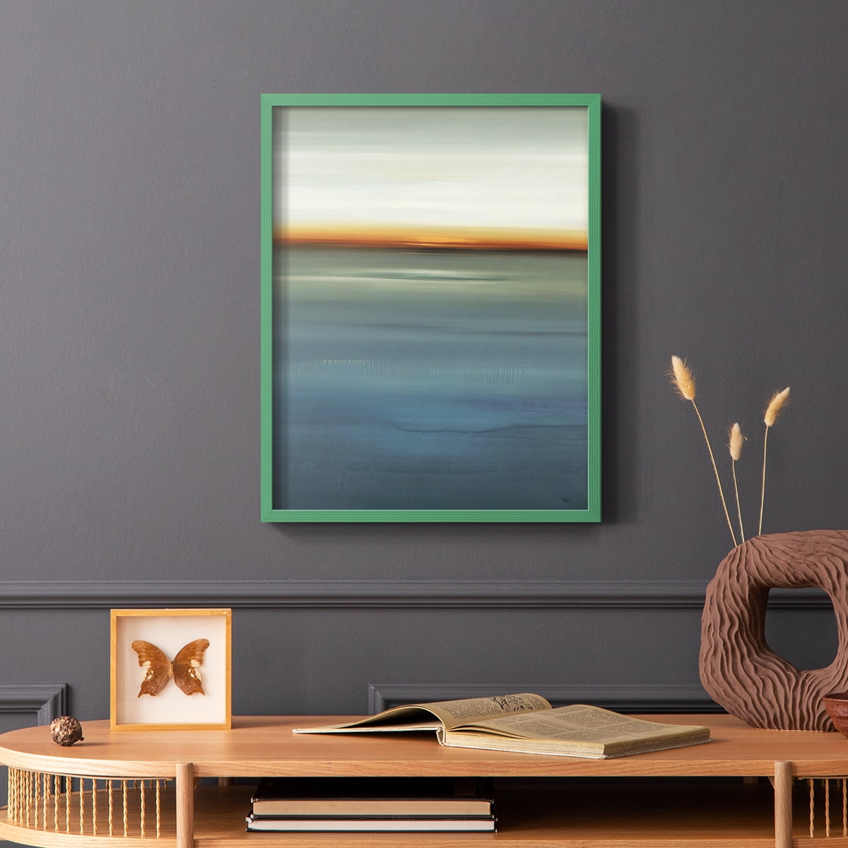 Beside the Blue I Framed Print in Green Solid Wood Framed Print No Nail Hanging