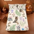 thumbnail image 5 of meiyoeat Kawaii Kitten Queen Sheets,Watercolor Floral Rustic Mushroom Queen Sheet Sets For Girl,4 Pieces,1 Flat Sheet,1 Fitted Sheet And 2 Pillowcases, 5 of 6