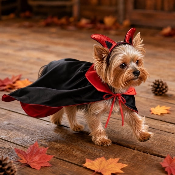 2 Piece Small Dog Halloween, Halloween for Dogs, Halloween for Cats, Red Black Devil Pet Outfit Set for Halloween Party, Small and Medium Pets