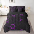 thumbnail image 2 of jejeloiu Purple Geometric Hexagon 7-Piece Twin Bedding Sets,Honeycomb Pattern Bedding Comforter Set For Teens Reversible, 2 of 8