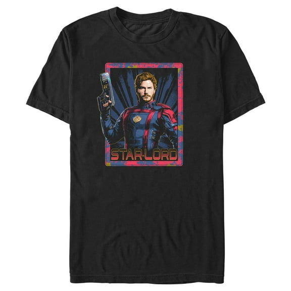 Men's Guardians of the Galaxy Vol. 3 Star-Lord Square  Graphic Tee Black Small