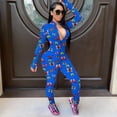 thumbnail image 3 of Women Long Sleeve Front Zipper Bodycon Jumpsuit Rompers Overall, 3 of 6