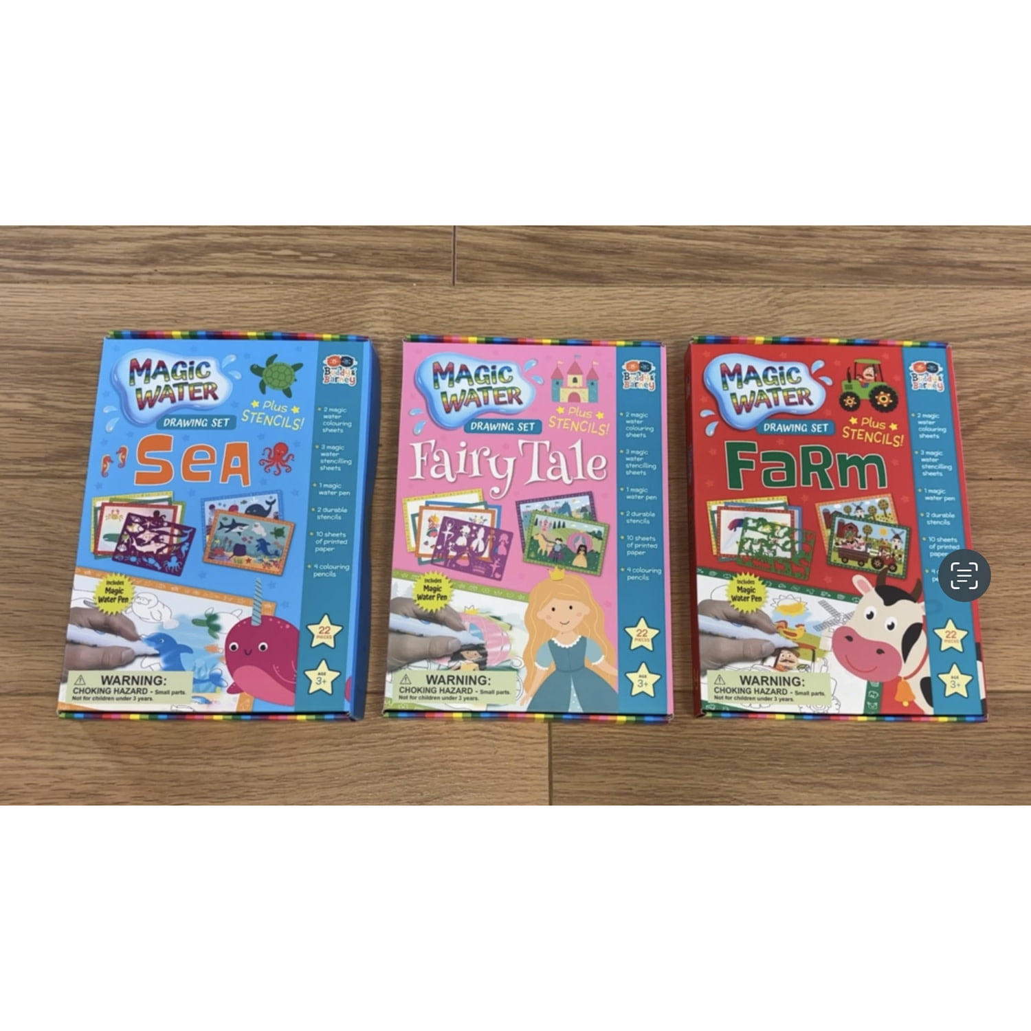 Buddy & Barney: Magic Water Drawing Set - Fairy Tale - Stencils-Magic Pen-Colored Pencils, Art Paper Sheets, Princess-Fantasy Themed Activity, Kids 3+