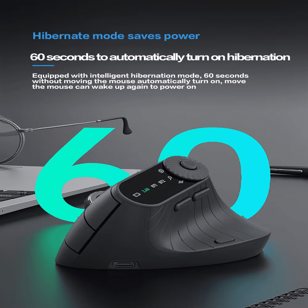 Jomaa Wireless Vertical Mouse with Rechargeable Bluetooth, Black, New