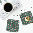 thumbnail image 3 of Bingfone Vintage Santa Hat Joy Green Festive Leather Drinks Coasters with Set of 6,Suitable for Home Kitchen,Coffee Cup Coasters Home Gift, 3 of 7