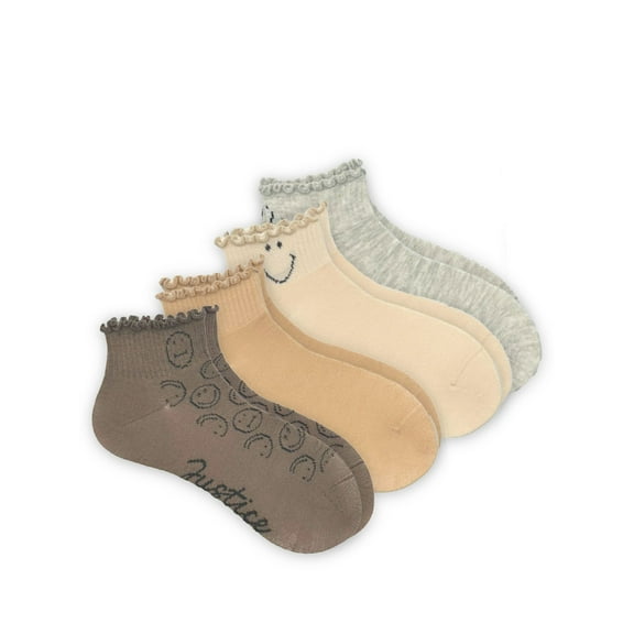 Justice Girls Mid Pearled Boyfriend Socks 4-Pack, Sizes M-L